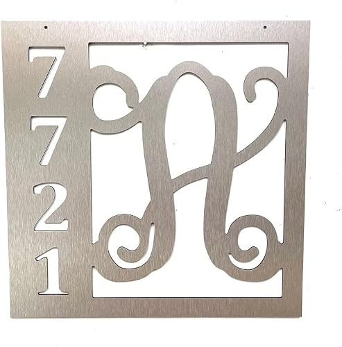 PK Décor Square Address Plaque, Metal Acm House Address Sign Customized with Initial Monogram Letter, 18 inch,Street Name Sign Personalized, QUICK