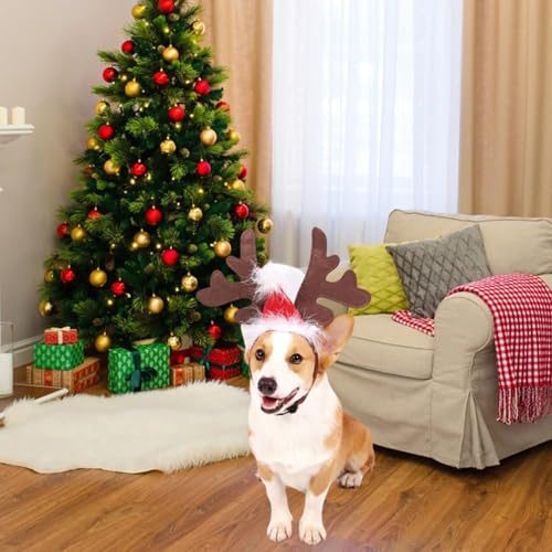 Weihnachten Haustier Stirnband Hund Katze Rentier Geweih Haarreif Für Haustier Hund Weihnachts-Kopfschmuck Für Hunde Für Weihnachts Geschenk Kostüm Outfit Für Hunde Katzen