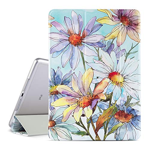 iPad 9.7 Case 2018 / 2017, iPad 5th/6th Generation case, Vimorco Ultra Slim Lightweight Trifold Stand Case Cover with Soft TPU Protective Back [Auto Sleep/Wake], Watercolor Daisy