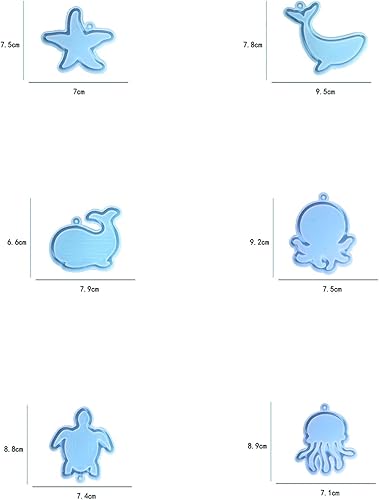Miniatura 4 de 6 moldes de resina epoxi UV de arena movediza de resina para medusas, estrellas de mar, pulpo, tortuga, delfín, ballena, huecos, agitadores, moldes