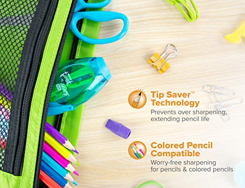 Bostitch Office Twist-N-Sharp Manual Pencil Sharpener, 2 Holes For Standard And Jumbo Pencils With Ratchet Technology, 1 Sharpener Random Color #TOP3