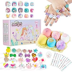 Badezusatz Kinder, Venares Badebomben Kinder Mädchen, Badekugeln Kinder mit Überraschung, 6er x 100G Badespaß Kinder, Badekugeln für kinder Geburtstags