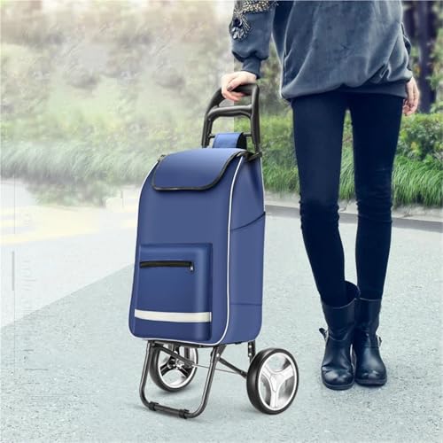 Carrito de la compra plegable y portátil ligero – Bolsa de comestibles con ruedas de goma resistentes al desgaste para un fácil almacenamiento y transporte, ideal para comestibles y uso al aire libre