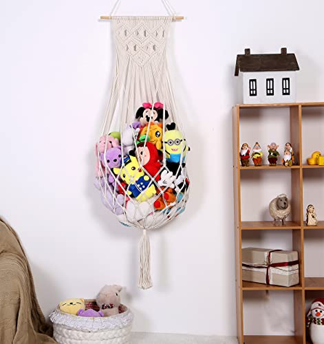Stuffed-Animal-Hammock-Wall-Hanging-Net-for-Stuffed-Animal-Net-Stuffed-Animal-Storage-Plush-Toy-Holder-Macrame-Toy-Display-for-Boho-Kidroom-Decor-Nursery-Organizer-Cream Stuffed Animal Hammock Wall Hanging Net for Stuffed Animal Net Stuffed Animal Storage Plush Toy Holder Macrame Toy Display for Boho Kidroom Decor Nursery Organizer Cream