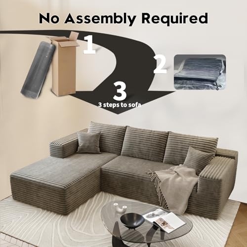 Image of Settab 95 inch Boneless Couch Modular Sectional Sofa L-Shape Lounge Cloud Couch,Flexible Module Combination for Living Room, No Assembly