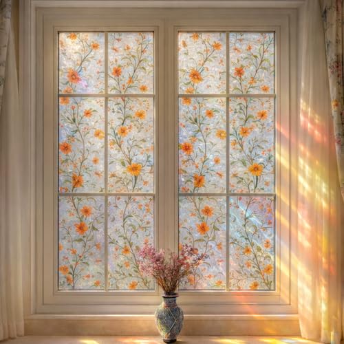 Película de ventana con diseño floral, 17.7 x 39.3 pulgadas miniatura 1