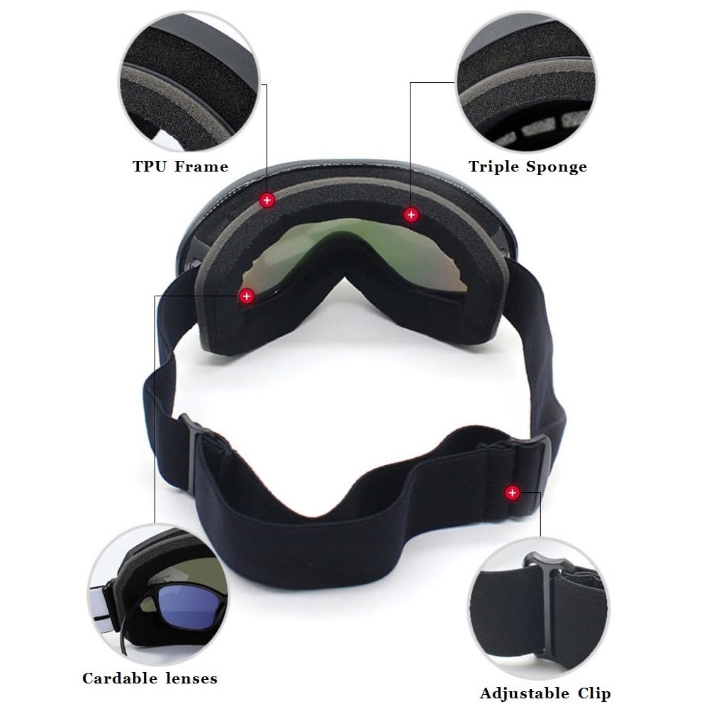 Lunettes de ski coupe-vent pour homme et femme, double pont, anti-buée, anti-reflets, protection UV