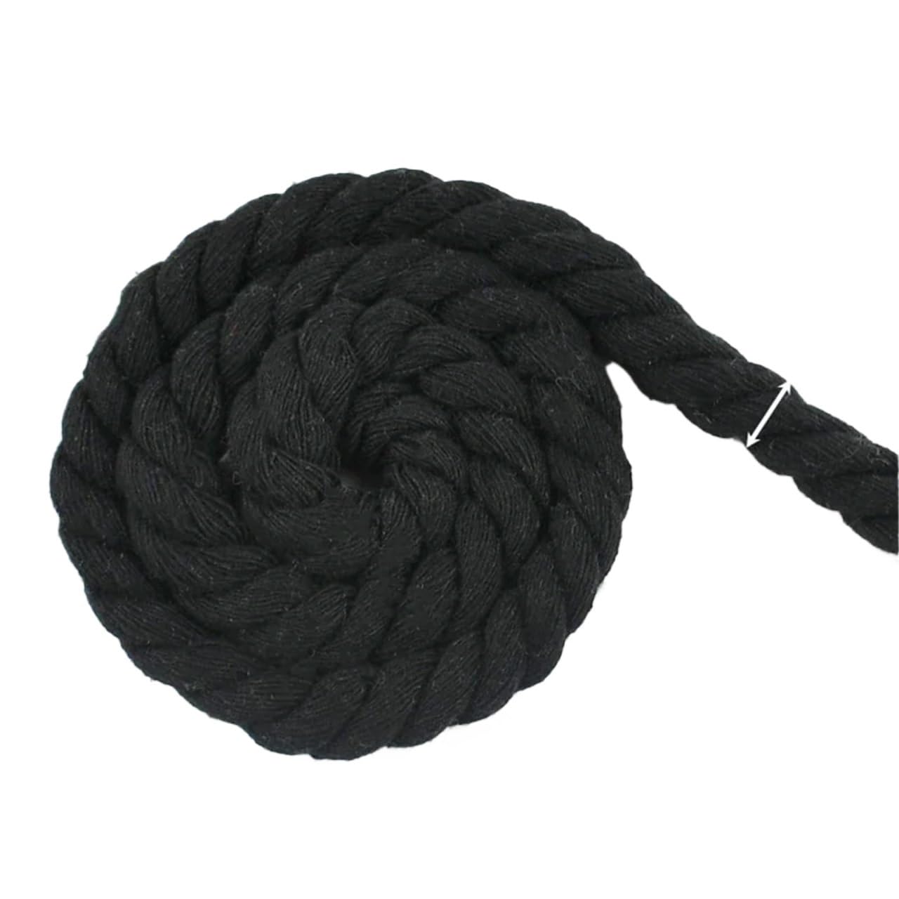 Twisted Cotton Cord 2/5/10Meters 5/7/8/12/15/20mm Black Cotton Rope 3 Shares Twisted Cord Decoration Macrame Ropes(KY338-Black-8mm,2Meters)