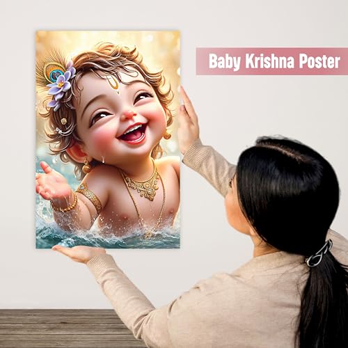 Image of Twinster Bal krishna Posters Photo for Pregnant Women, Baby Poster Self Adhesive (Size 45 cm by 30 cm) Pack of 1 (Design 20)
