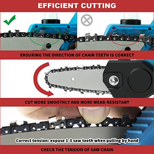PANZHENG Upgrade Mini Chainsaw 4-Inch Cordless Electric Hand Chain Saw with Higher Power Motor Chainsaw for Tree Branch Wood Cutting - blue 680w (2 Batteries 2 Guide Bars and 2 Chains)
