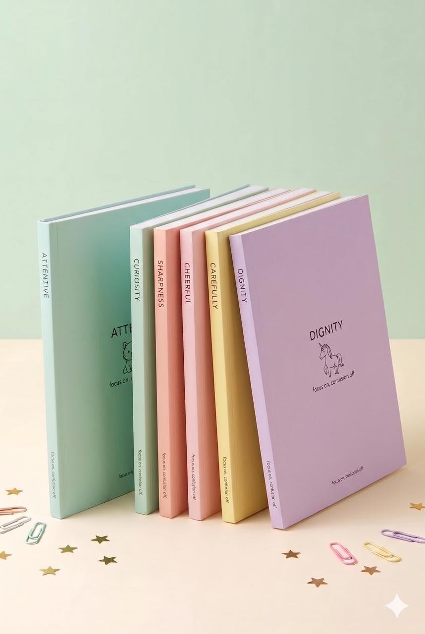 A5 Ebat Kalın Karton Kapaklı Ciltli 6'lı Defter Seti (2* Çizgili-Çizgisiz-Kareli) 128 Sayfa 90 gram Amerikan Cilt Pastel Seri Çek Kopart Sayfa Mikro Perforaj