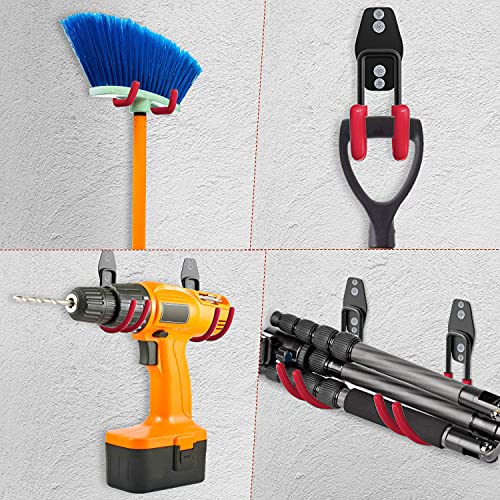 3-H Garage Hooks 14 Pack,Garage Storage Hooks,Garage Wall Hooks With 1 Extra Strengthen Welding Point For Shed Organizing Ladder Chairyard Hanging Shovel Garden Tools Hose Weed Eater(Red) #TOP7