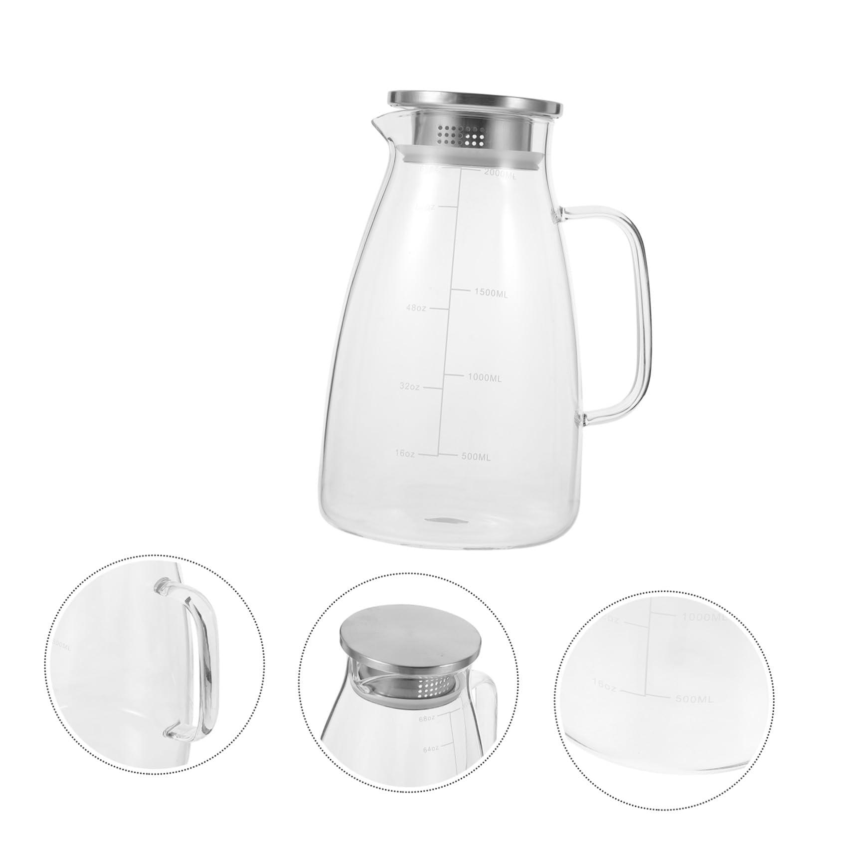 Ipetboom Jarra de Agua de Gran Capacidad Jarra de Vidrio Puerta del Refrigerador para Infusiones de Té Helado Dispensador de Agua para Fiestas