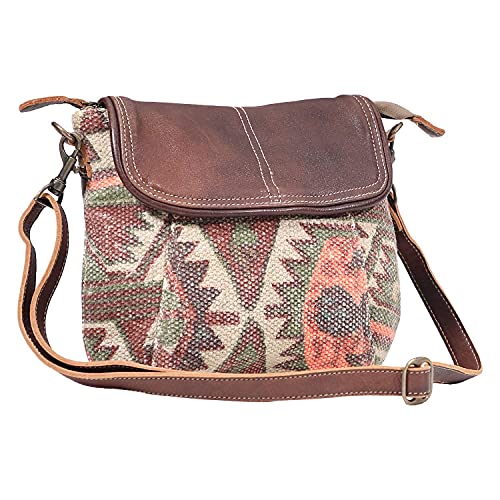 Myra Bag female Crack Flap Upcycled Canvas & Leather Crossbody Bag S-1622 6