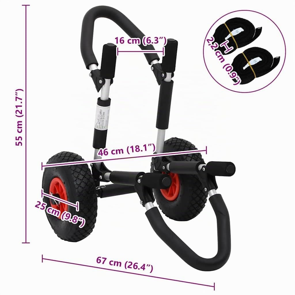 vidaXL 1/2x Chariot pour Kayak Roulant Transport Bateau Canoë Pare-Chocs