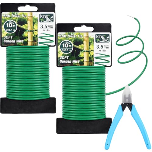 KINGLAKE Green Garden Wire with Pliers - 66 Feet 3.5mm Garden Ties Soft Plant Twist Ties Plant Wire for Climbing Plants Tomatoes Support Vines Vegetables Flowers Indoor & Outdoor Gardening Training
