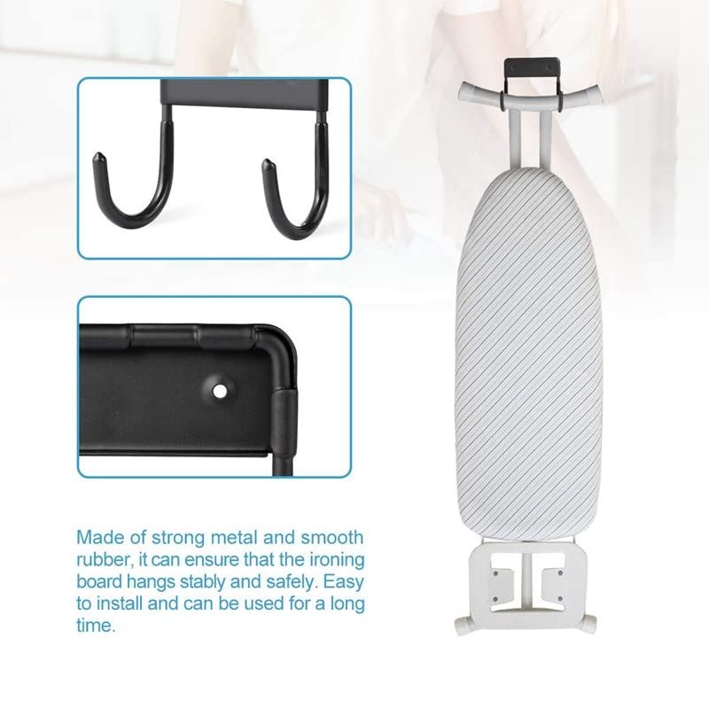 Tuklye Ironing Board Hanger Wall Mount,Iron Board Holder Ironing Board Hook Wall Mounted, Small Iron Board Storage Promotion (White)