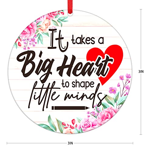Waahome It Takes Big Heart To Shape Little Minds Christmas Ornaments Gifts For Teacher, 3'' Teacher Christmas Ornaments 2022, Teacher Appreciation Gifts For Women Men Retirement Teachers #TOP6