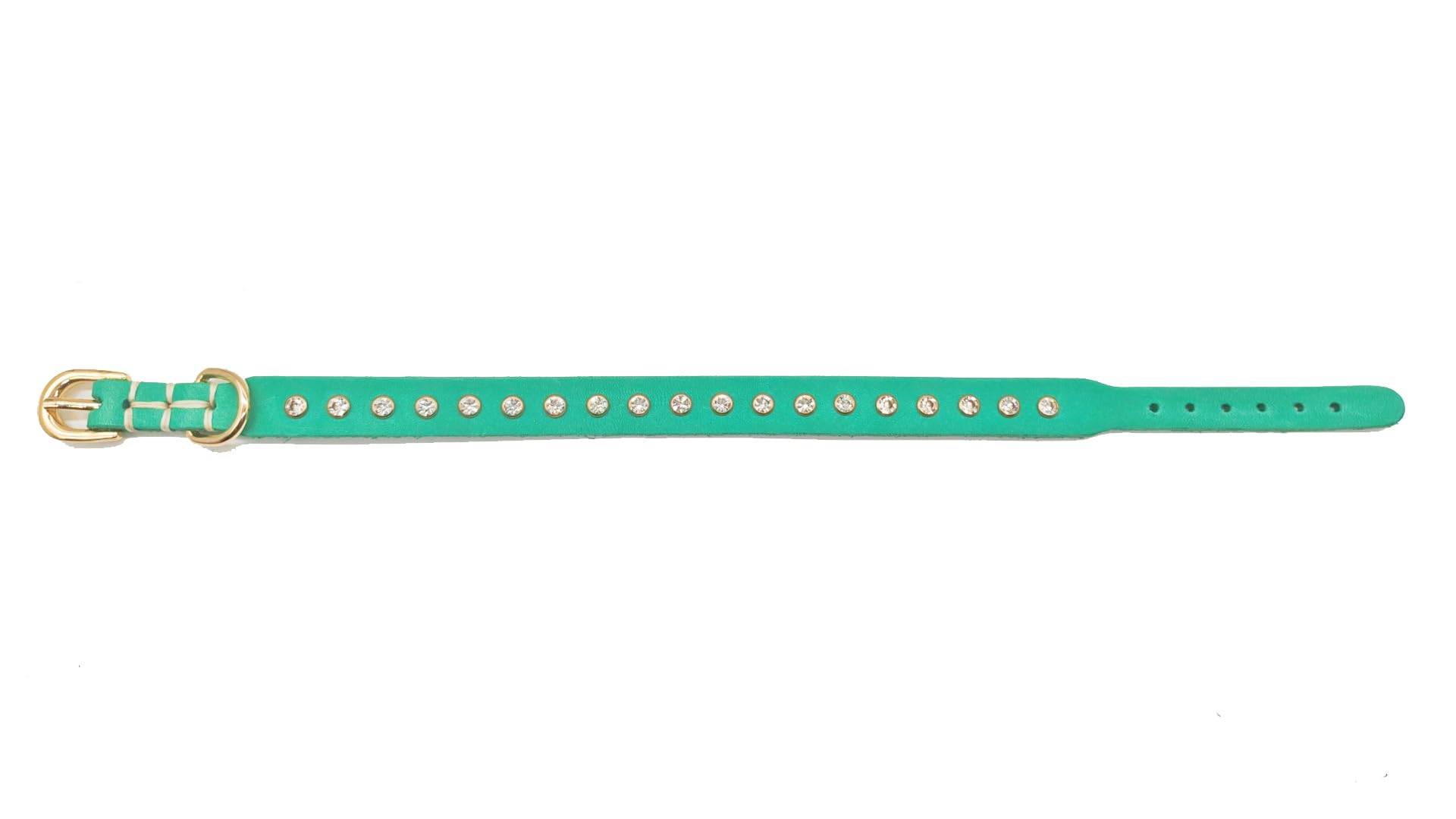 YUDOTE Genuine Green Leather Dog Collar with Bling Rhinestones, Stylish Puppy Collars for Small Dogs - Image 2