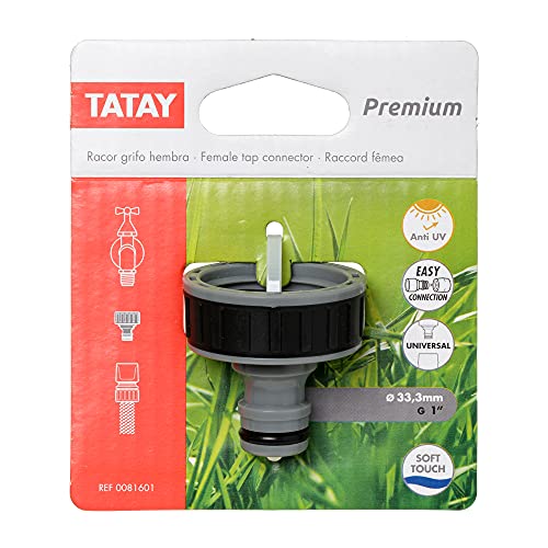 TATAY Garden Hose Famale Tap Connector 33,3 mm Premium, Grey, 1 Inch - Image 2