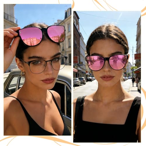 Image of HAOLOTA Fit Over Glasses Sunglasses for Women Polarized | Over Glasses Sun Glasses, UV400 Polarized Lens, Trendy Cat Eye Sunglasses, Lightweight and Flexible, Driving, Daily Use