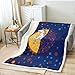 Coperta in peluche a forma di unicorno, motivo a pois arancioni blu, decorazione per la casa, decorazione per la casa, stile moderno con stelle lucenti, coperta da ufficio, dimensioni: 40 x 50 cm