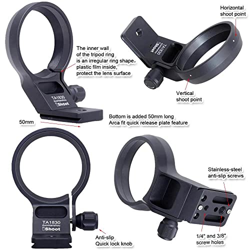 Ishoot Metal Lens Collar Tripod Mount Ring Compatible With Tamron 18-300Mm F/3.5-6.3 Di Iii-A Vc Vxd B061 X/E Mount, Lens Support Holder Bracket Bottom Is Arca-Swiss Fit Quick Release Plate Dovetail #TOP2