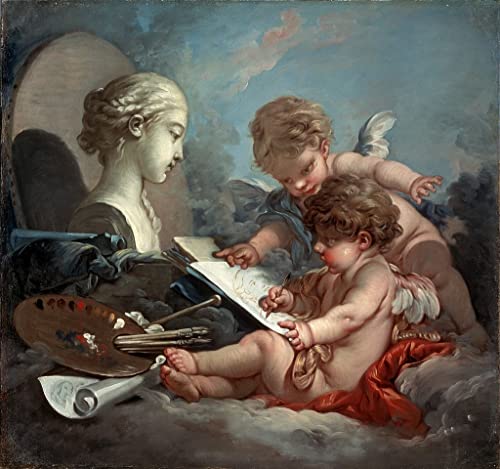 Toile Allégorie de la Peinture par François Boucher, décoration murale élégante 60x90cm