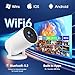 Mini Projector with WiFi and Bluetooth Built-in Apps Smart Projector Support 4K 1080P FHD 180° Adjustable Auto Keystone Compatibile with HDMI/TV Stick/Memory Stick/Laptop, White