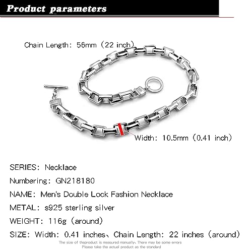 H&Beautimer Men 925 Sterling Silver Necklace Round Lock Box Chain 9MM/10MM TO Clasp Rolo Link Chain Women Cuban Link Chain 18 To 30 Inches Hip Hop Jewelry Gift4