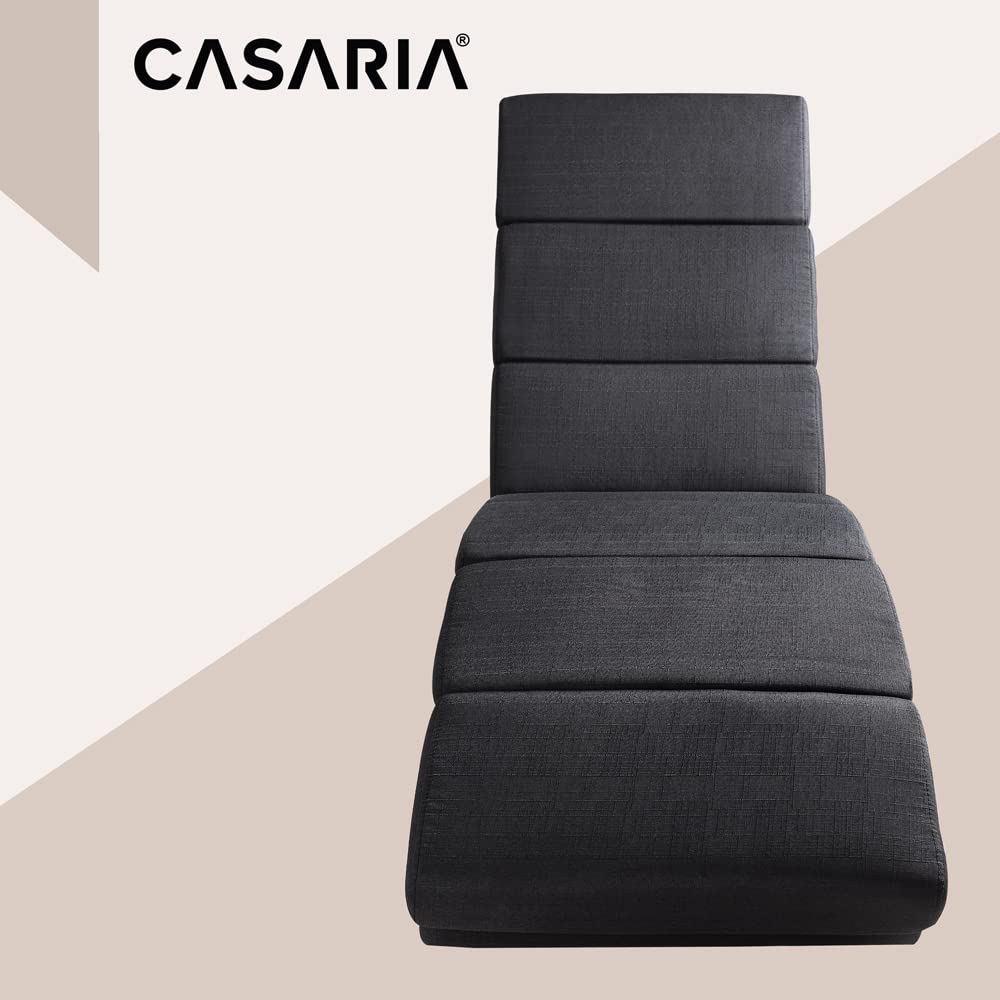 Casaria® Relaxliege XXL Massage Heizfunktion 186x89x55cm Ergonomisch Stoff Gepolstert 180kg Belastbarkeit Wohnzimmer Chaiselongue Relaxsessel Anthrazit
