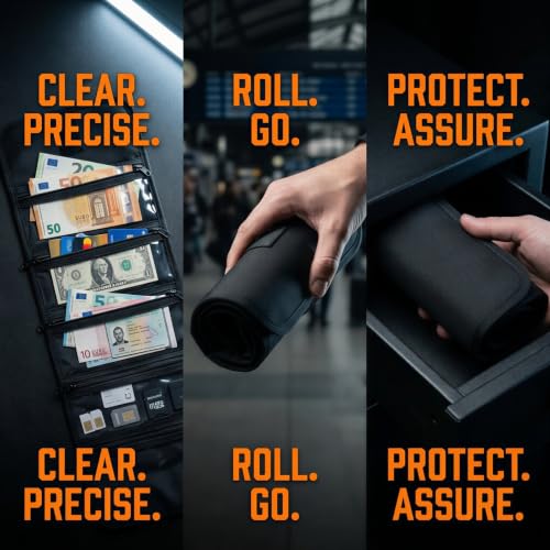 Bolsa de almacenamiento de dinero RFID con 6 bolsillos compactos, set de 2 6