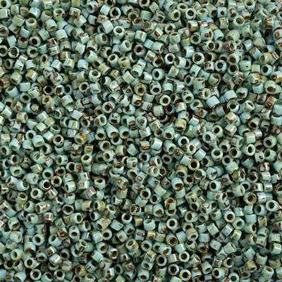 Cylinder Seed Beads - Opaque Turquoise Blue Picasso - DB2264 5 Grams t