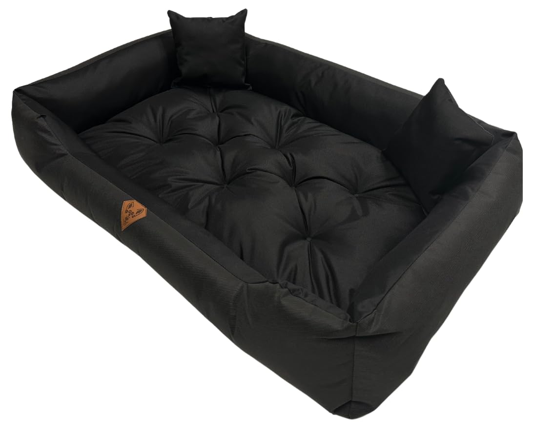 Dogs4Life Hondenbed, premium velours XXL, 135 x 100 cm, hondenbed voor zeer grote honden, orthopedisch, hondenkussen, wasbaar, outdoor, met rand, waterafstotend, XL, groen velours