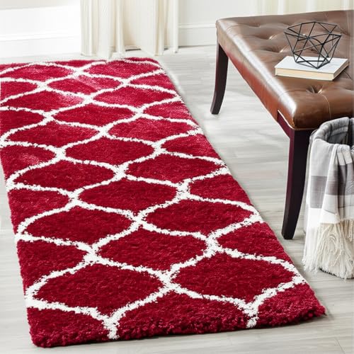 Image of Carpet for Hallway, Kitchen, and Modern Interiors, Cozy Shag Runner for Living Room, Entryway & Office Decor Size 2x5 feet Red M