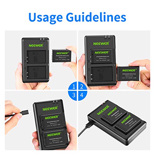 Image of Neewer 2-Pack LP-E17 Replacement Battery and Dual USB Charger Compatible with Canon EOS R50 R100 RP R10 R8, Powershot V1, T8i T7i T6i T6s SL2 SL3 M3 M5 M6 200D 750D 760D 800D 8000D Camera