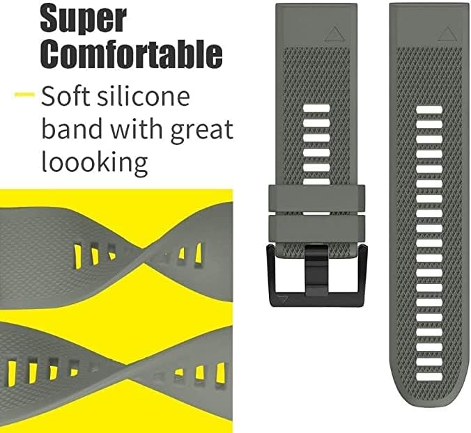 Miniatura 4 de Correa de silicona de 0.86 pulgadas de fácil ajuste compatible con Fenix 7X 6X 5X, Garmin Fenix 5X Fenix 6X Fenix 7X Descent Mk2 Smartwatches Fenix