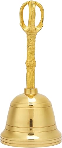 Miniatura 6 de Campana de mano de latón retro, pequeño volumen, fácil de transportar, sonido audible claro para instrumento taoísta pacífico, Feng Shui