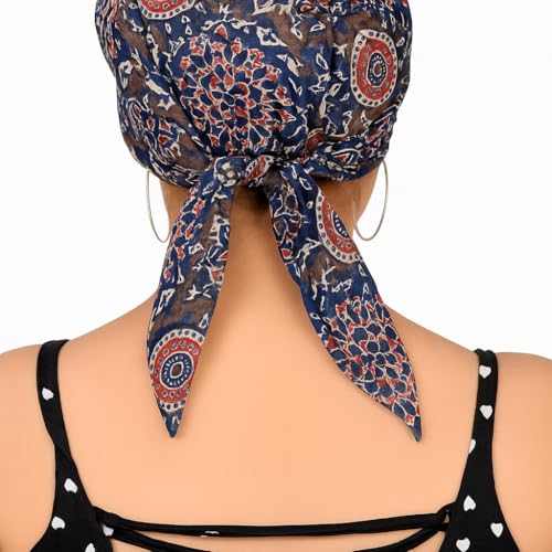 Image of Pure Cotton Double Layer Head Scarves Hair Wrap Cap, Adjustable Free Size Head Cover for Women, Girls, Under Helmet Cover