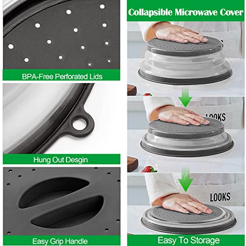 2 In 1 Microwave Cover & Mat, Microwave Splatter Cover For Food Guard Lid Collapsible Plate Cover, Silicone Microwave Mat Heat Resistant Multifunctional Oven Mat, As Trivet, Hot Pad, Pot Holder #TOP2