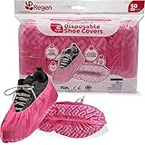 Disposable Shoe & Boot Covers (50 Pack, Pink, GSM 40g) | Protectors, Booties, Non-Slip, Indoors, Resistant, Durable | One Size Fits Most, Smart Design, Hygienic, Non-toxic | Multipurpose