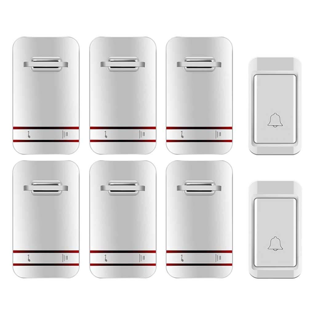 Timbre Inalámbrico Impermeable, con Recordatorio de Luz Intermitente LED Timbre Autoalimentado de 38 Música, 2 Transmisores 6 Receptores/Distancia de Transmisión de 120 M/No Requiere Batería