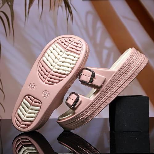 Image of ASIAN Femina-18 Women's Slippers with Elegant Double-Buckle Design, Soft Cushioned Footbed, Chunky Anti-Slip Sole, Lightweight Build, Perfect for Daily Use, Travel and Stylish Comfort