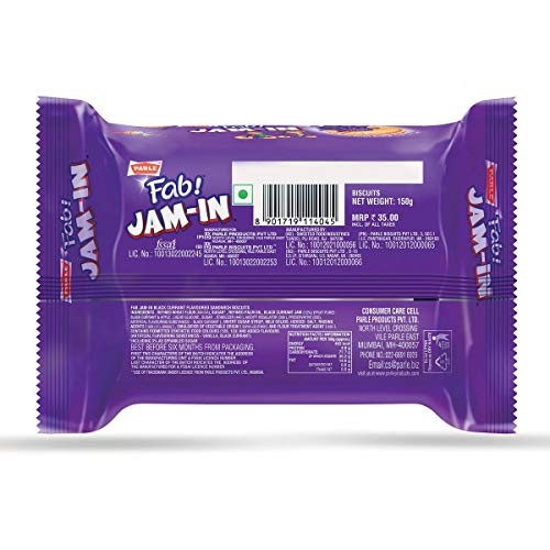 Image of Parle Fab! Jam-in Black Currant Flavoured Jam Biscuits, 150g