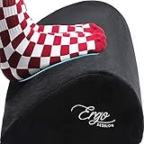 Ergosession Foot Rest for Under Desk at Work - Ergonomic Memory Foam Office Footrest with Breathable and Washable Velvet Cover Promotes Leg, Knee and Back Pain Relief for Travel and Gaming (Black)