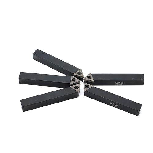 Miniatura 7 de OSCARBIDE 1/2 "Mini torno de carburo indexable portaherramientas de torneado 5 piezas/juego, herramientas de corte de torno de metal con insertos de