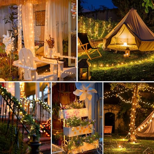 FIFlying Guirnalda Luces Exterior Solar - 3 x 12M 120 LEDs Blanco Cálido - Imagen 6