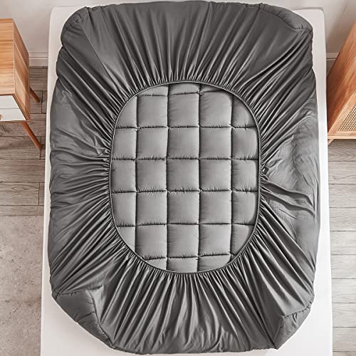 Mattress Pad - Pillow Topper With Stretches To 18” Deep Pocket Fits Up To 8”-21” Cooling Bed Topper,Soft And Breathable Mattress Protector Cover (Gray, Queen) #TOP3