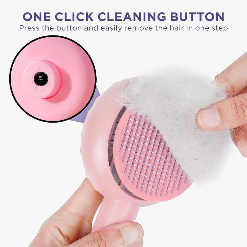 PSK PET MART Self Cleaning Slicker Brush, Pet Grooming Shedding Brush for Dogs and Cats - Easy to Remove Loose Undercoat, Pet Massaging Tool Suitable for Pets with Long or Short Hair (Round Comb) 2