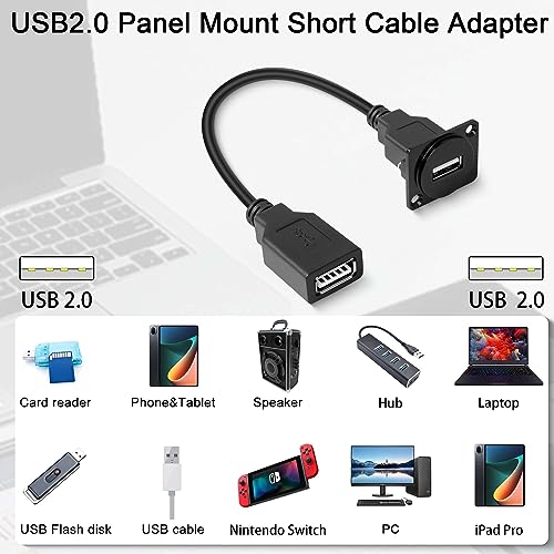 QIANRENON USB2.0 Panel Mount Short Cable Adapter USB 2.0 Female to Female Connector Coupler Fixed Mount Socket - Image 4